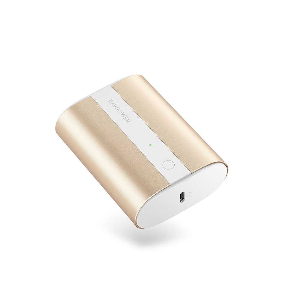 RAVPower 10000mAh PD+QC 2-Port 18W Power Bank - Portable Charger - Gold - Zayoom