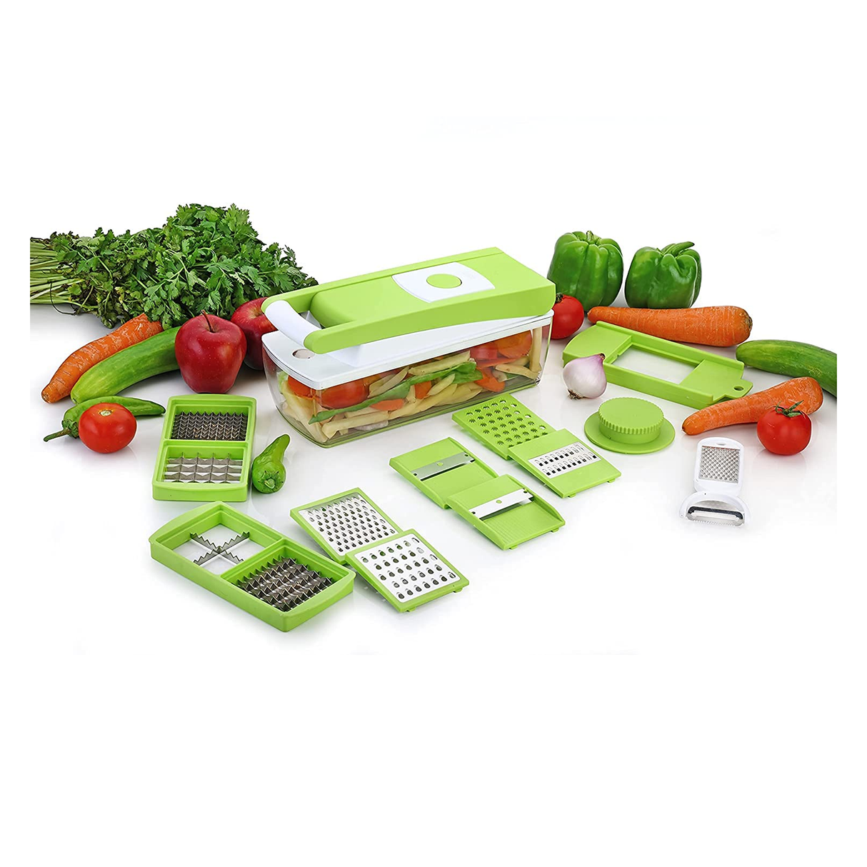 متعددة الاستخدامات 14 في 1 قطاعة وخافضة ومبشرة وخلاط للخضار والفواكه