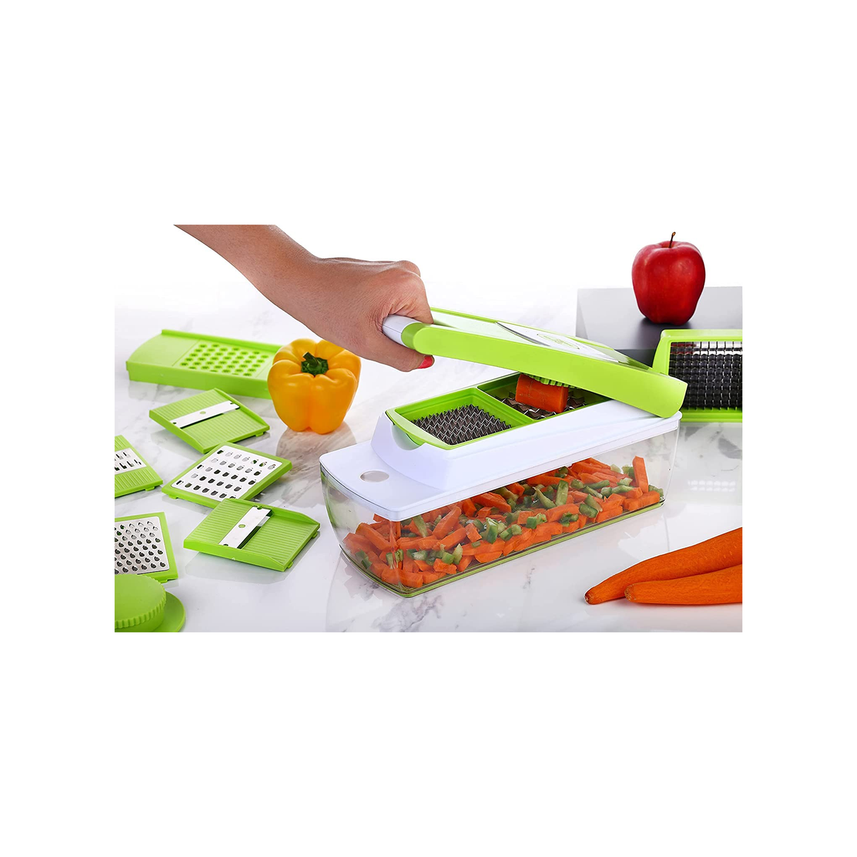 متعددة الاستخدامات 14 في 1 قطاعة وخافضة ومبشرة وخلاط للخضار والفواكه