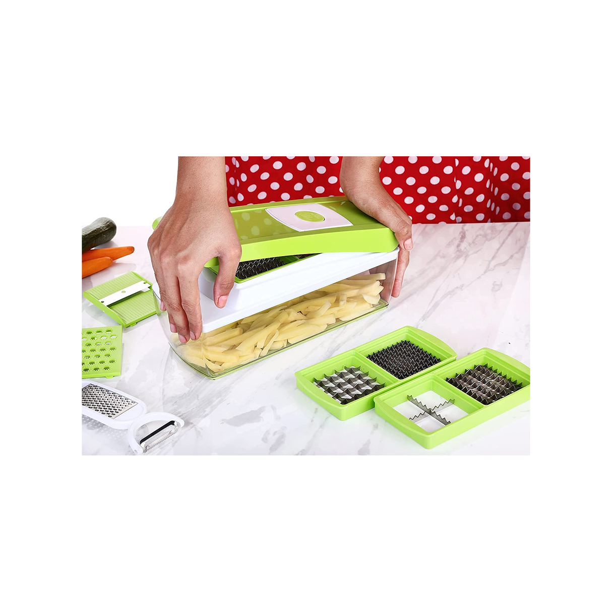 متعددة الاستخدامات 14 في 1 قطاعة وخافضة ومبشرة وخلاط للخضار والفواكه