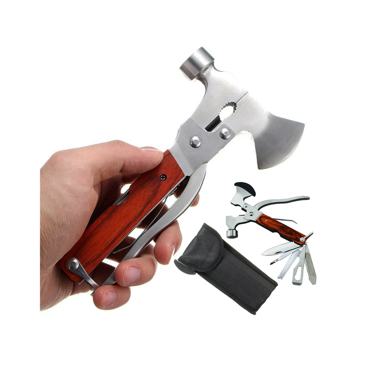 أداة تخييم متعددة الاستخدامات 16 في 1 مزودة بفأس ومطرقة