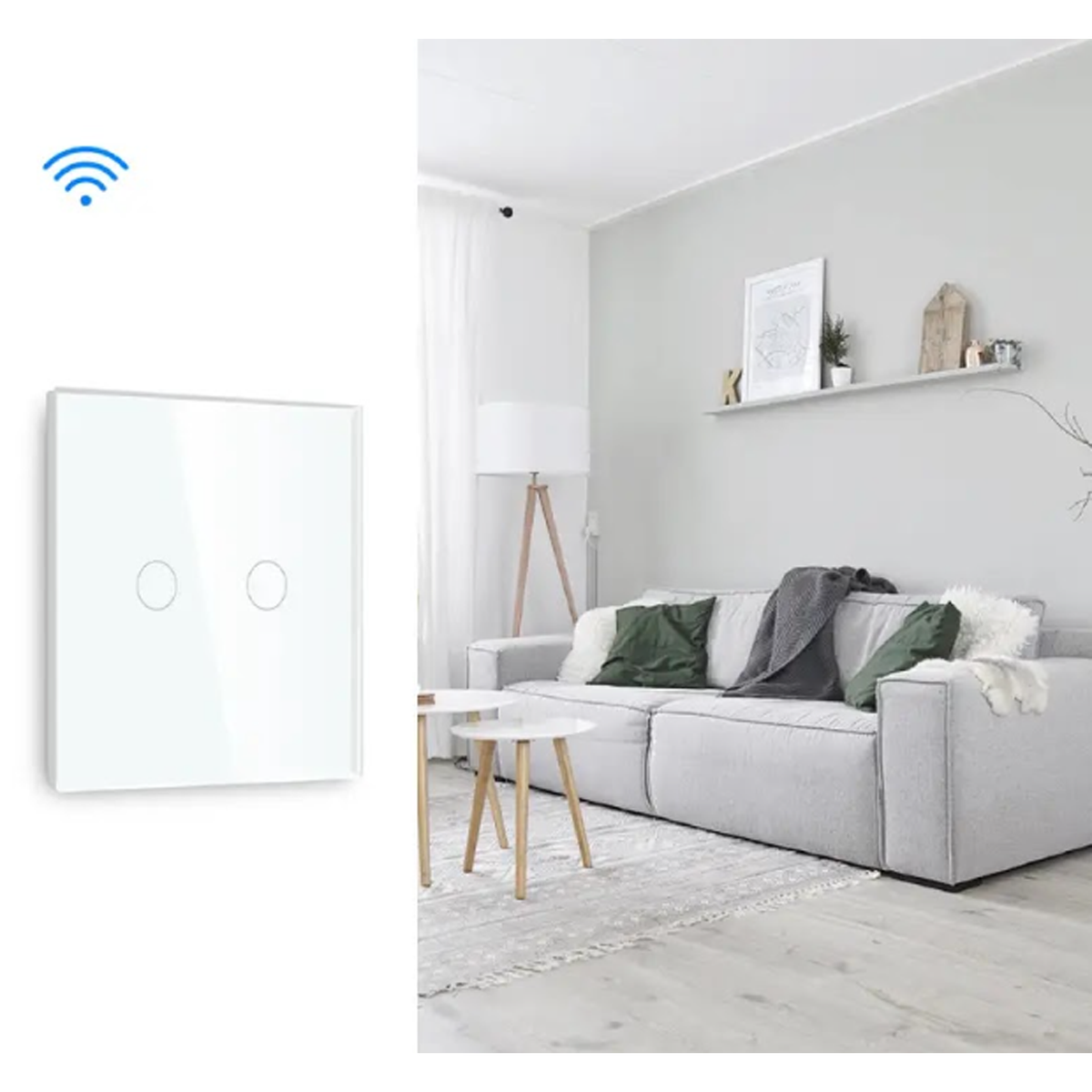 2 Gang Smart WIFI Gopeta Touch Switch 1000 Watt - White
