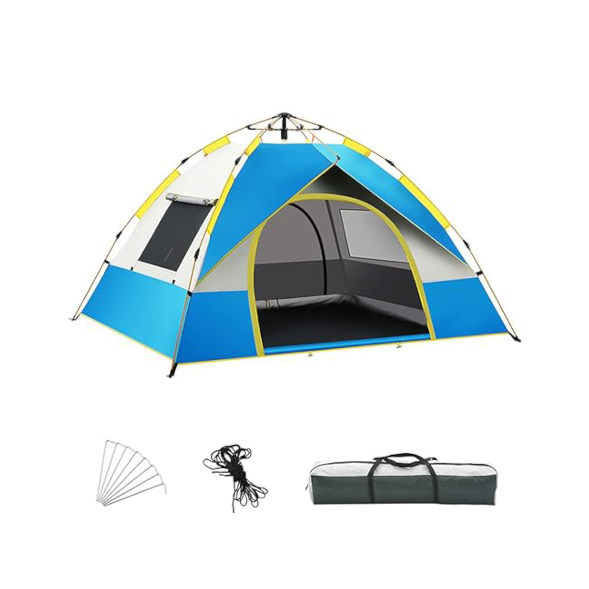 خيمة خارجية قابلة للطي الفوري مع مظلة شمسية لأربعة أشخاص - 210 × 210 × 140 سم - أزرق