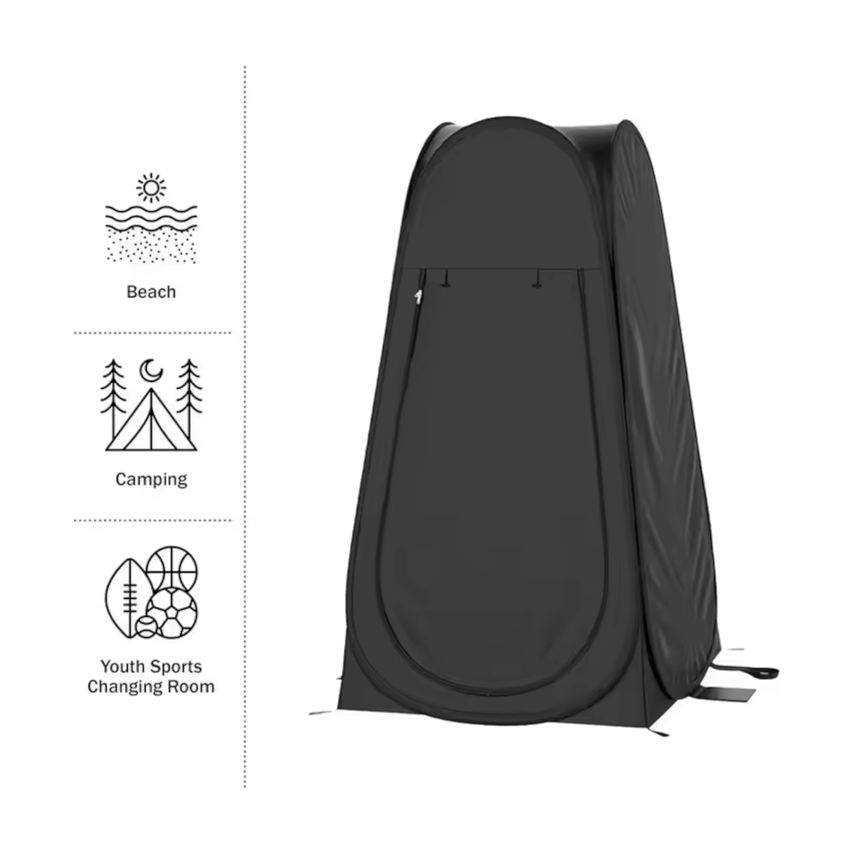 Portable Toilet & Showering Privacy Tent for Outdoors & Camping- Black