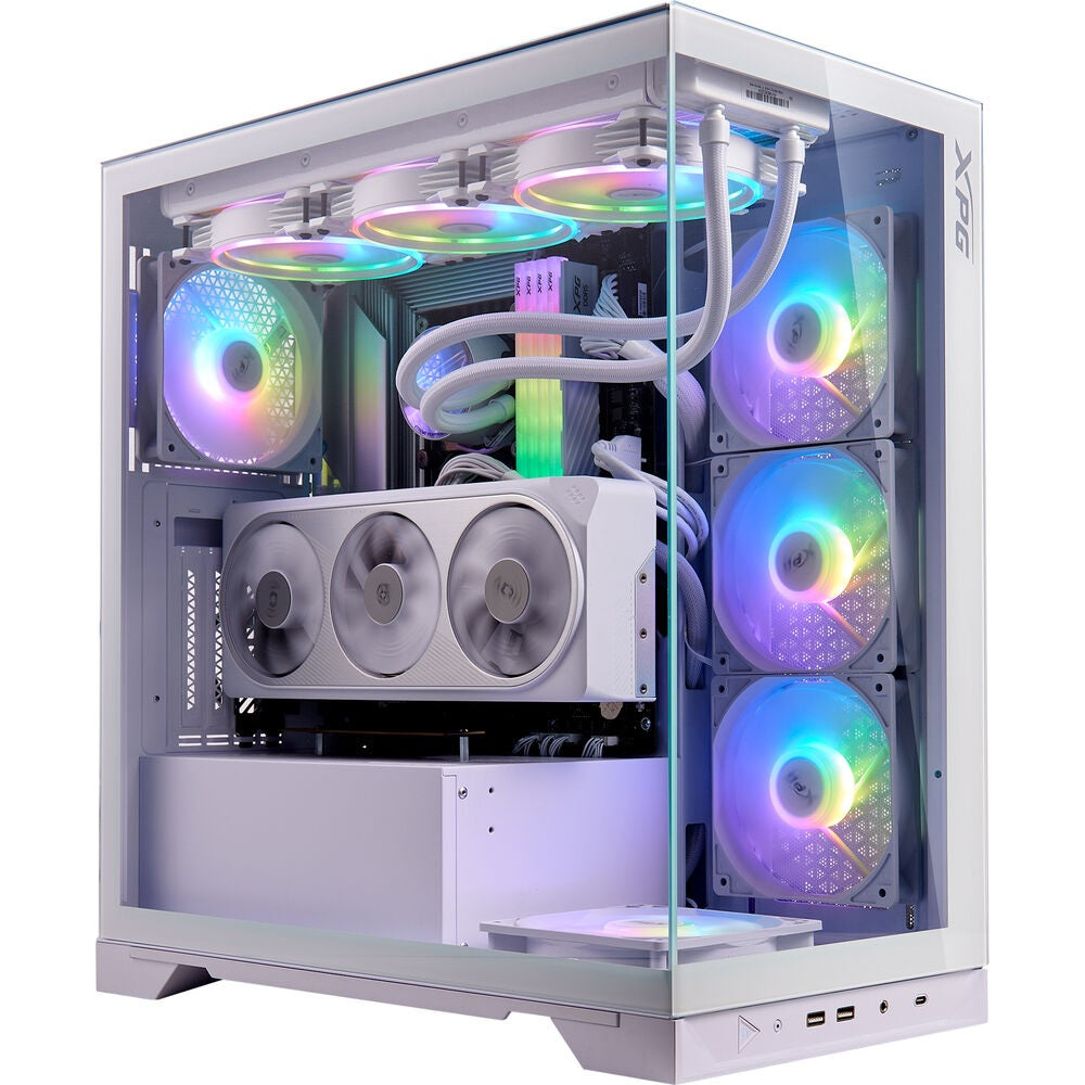 XPG INVADER X Tempered Glass ATX Mid Tower Gaming PC Case - White (5 ARGB Fans Included)