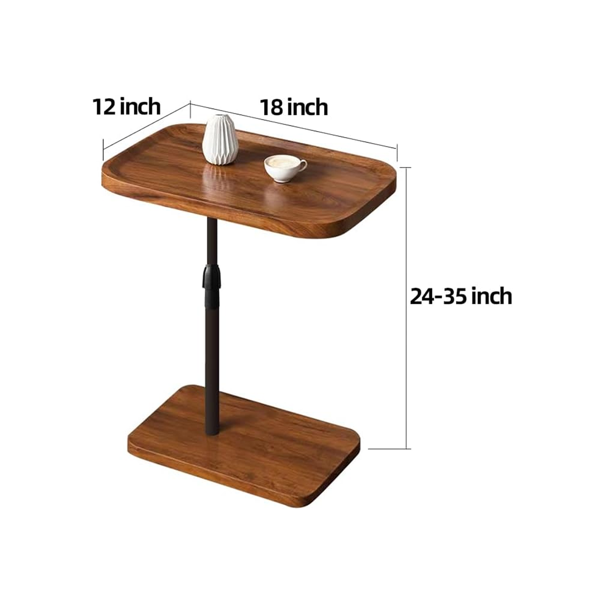 2-Tier Wooden and Metal Side Table for Living Room - Beige