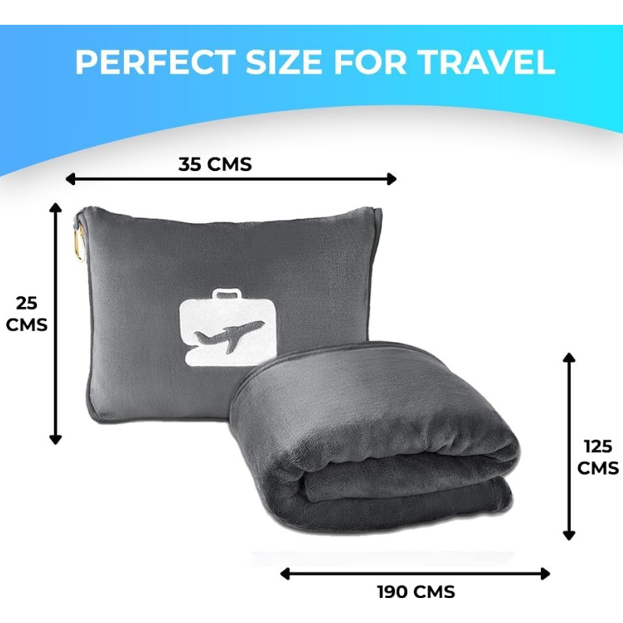 2-in-1 Portable & Convertible Soft Blanket & Pillow Bag with Backpack Clip for Travel, Outdoors & Home