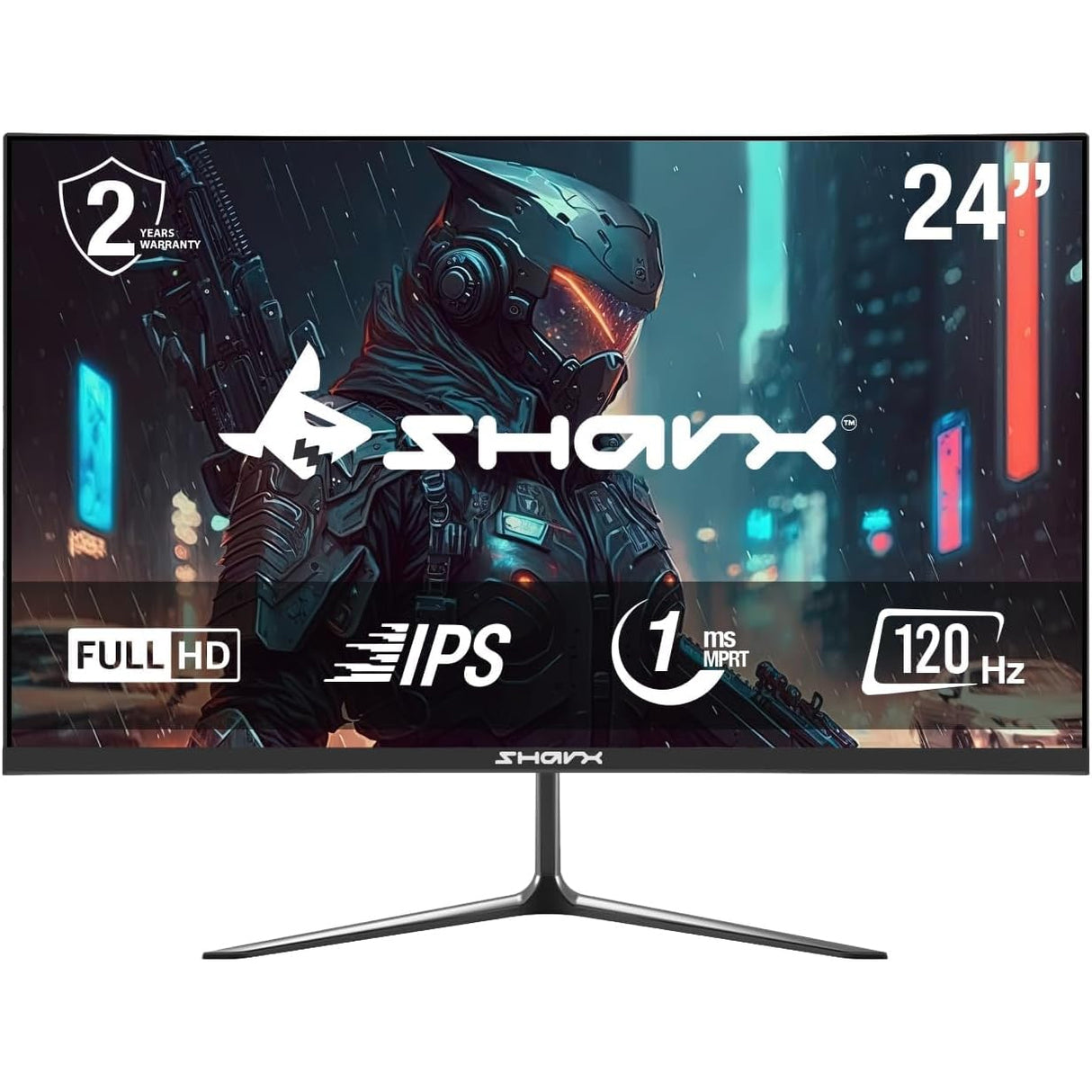 شاركس جوز 24اف120آي بقياس 24 بوصة بدقة فل اتش دي ولوحة آي بي إس بمعدل تحديث 120 هرتز وزمن استجابة 1 مللي ثانية مزودة بمنفذ إتش دي إم آي 2.1، بحامل ثابت، وتدعم تقنيتي فري سينك وجي سينك شاشة ألعاب – أسود