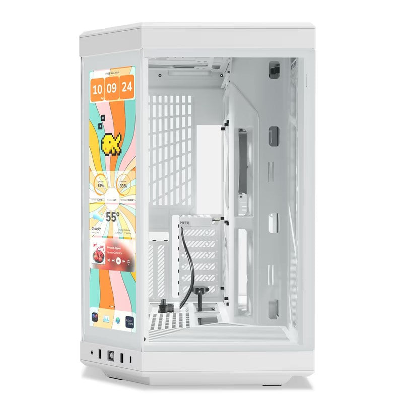 HYTE Y70 Touch Infinite ATX Mid Tower Gaming PC Case with 14.5" Touch Display - Snow White