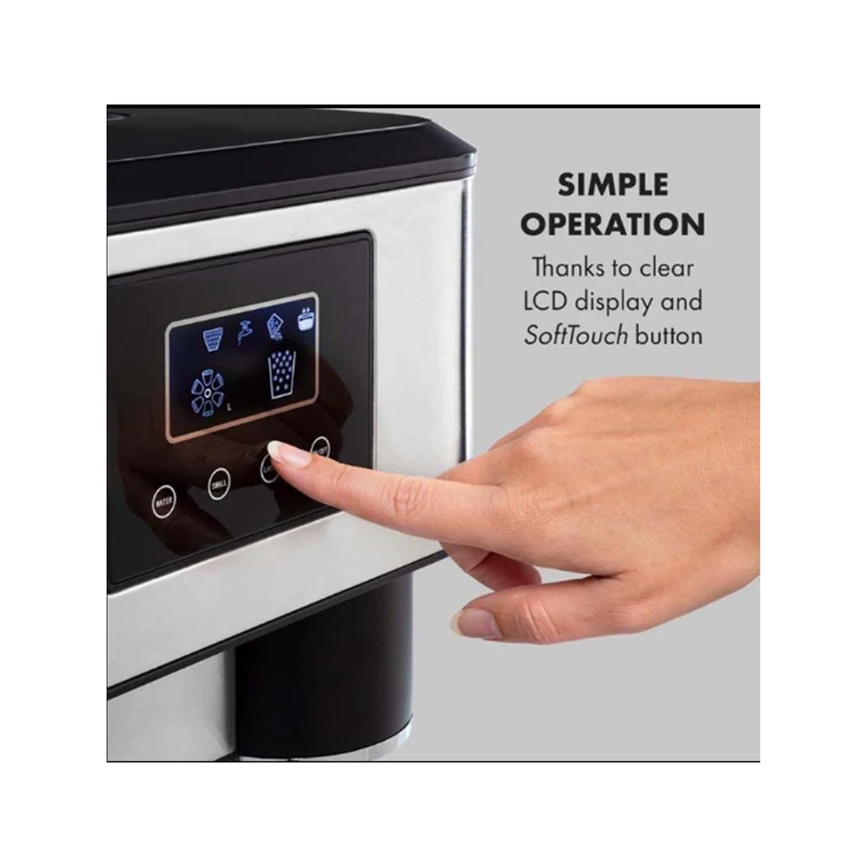 3-in-1 Ice Maker With Crusher & Cold Water Dispenser, 1.8L Water Reservoir, 600g Storage, 15–18kg - Day Output