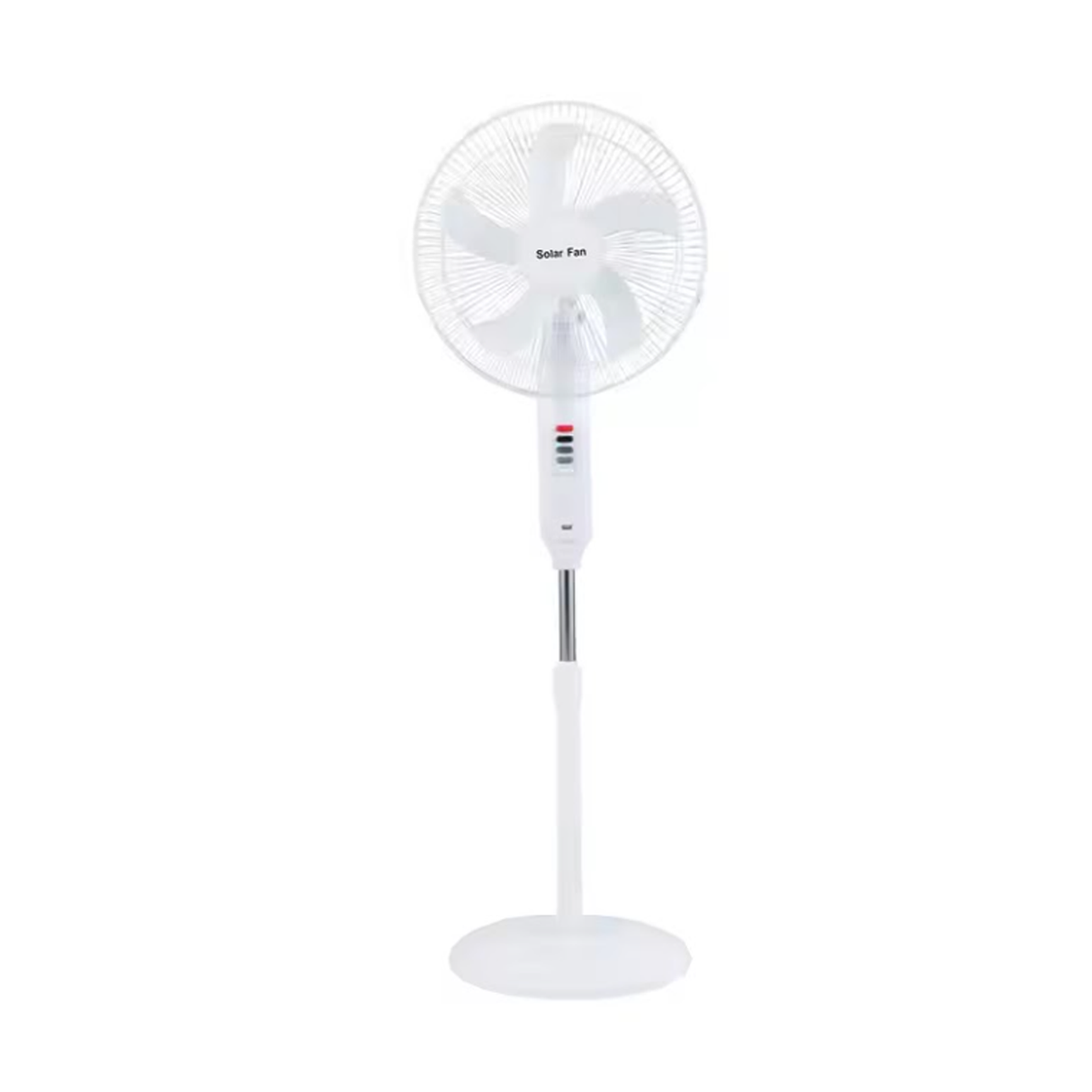 3-in-1 Rechargeable Solar Standing Fan – 16 Inch | Adjustable Height, LED Light, Speed Control & USB Charging Port