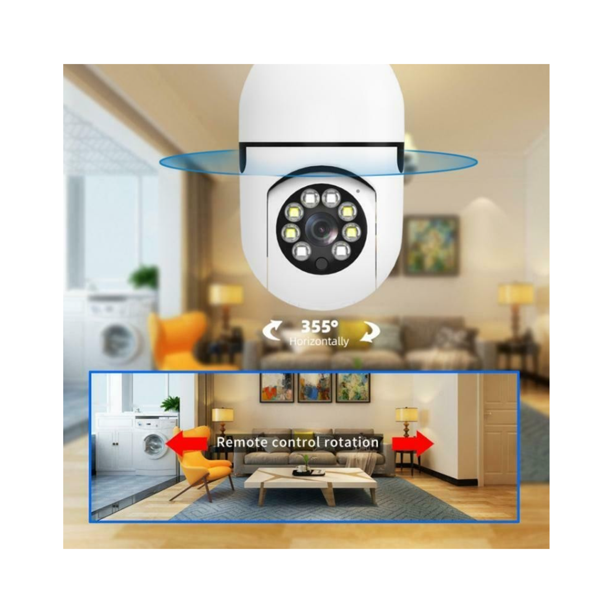 360° 2MP Bulb Fit Wireless WiFi Security Camera With Night Vision and Motion Detection