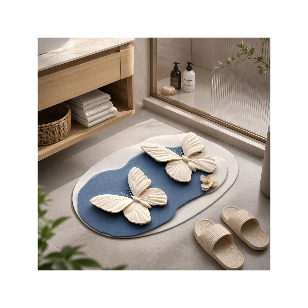 3D Butterfly Bathroom Floor Mat