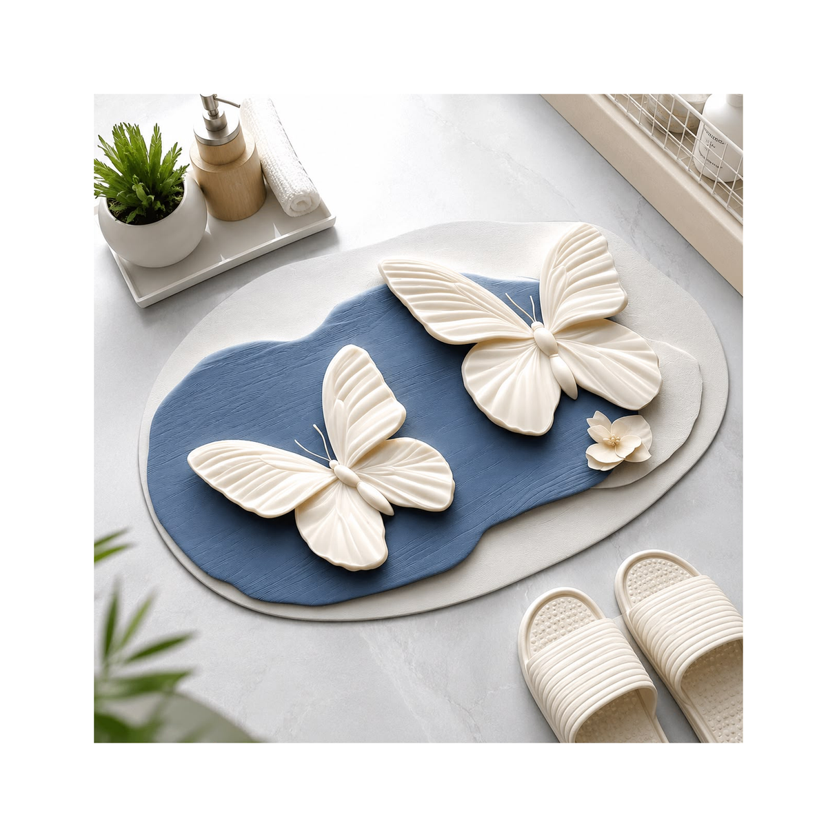 3D Butterfly Bathroom Floor Mat