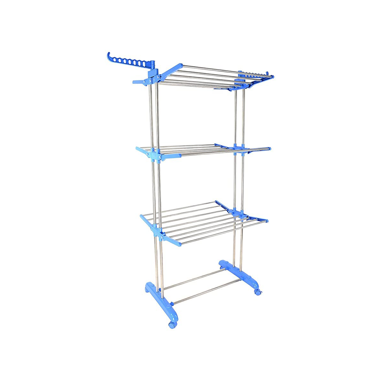 حامل تجفيف الملابس المتين بثلاث طبقات مع عجلات - TW116