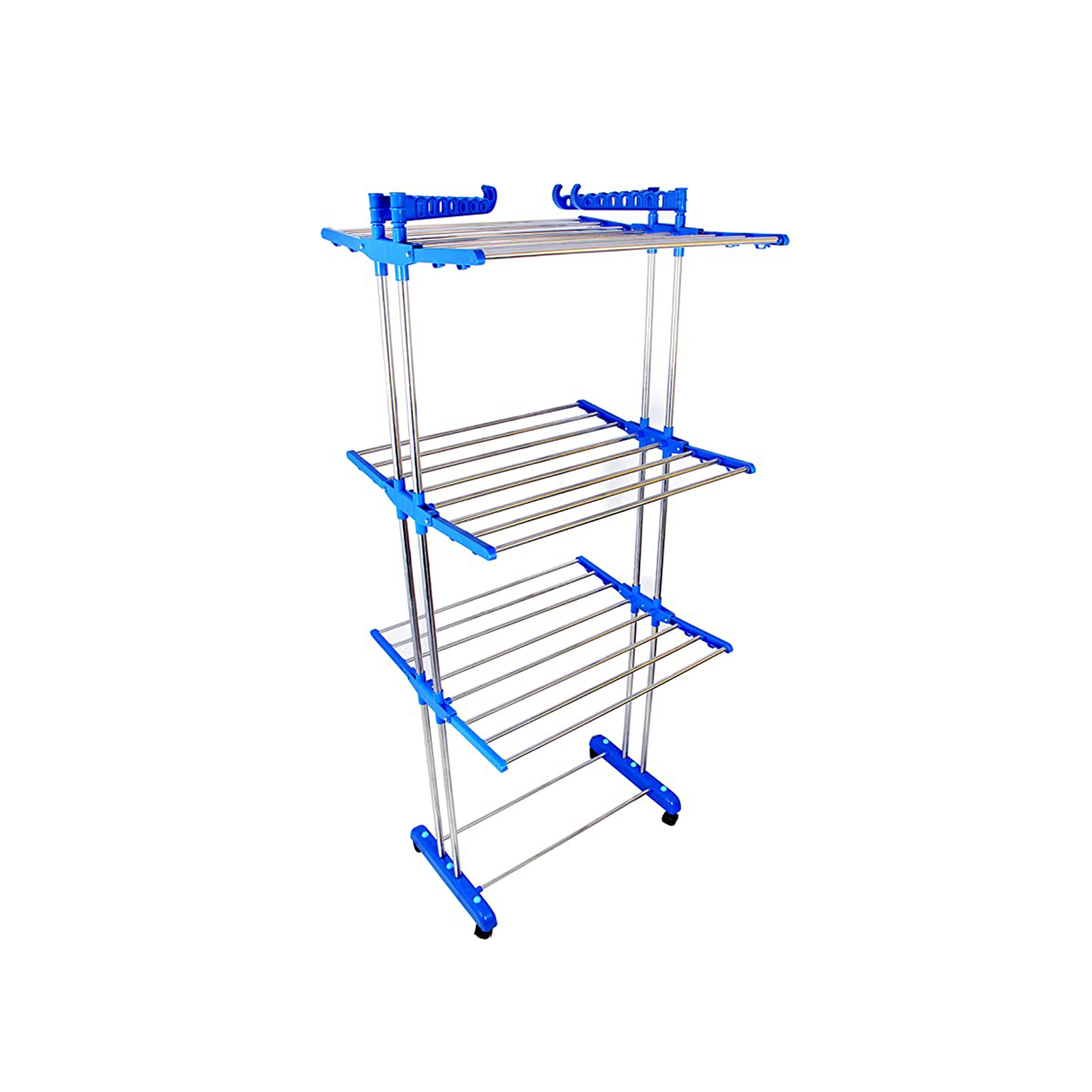 حامل تجفيف الملابس المتين بثلاث طبقات مع عجلات - TW116