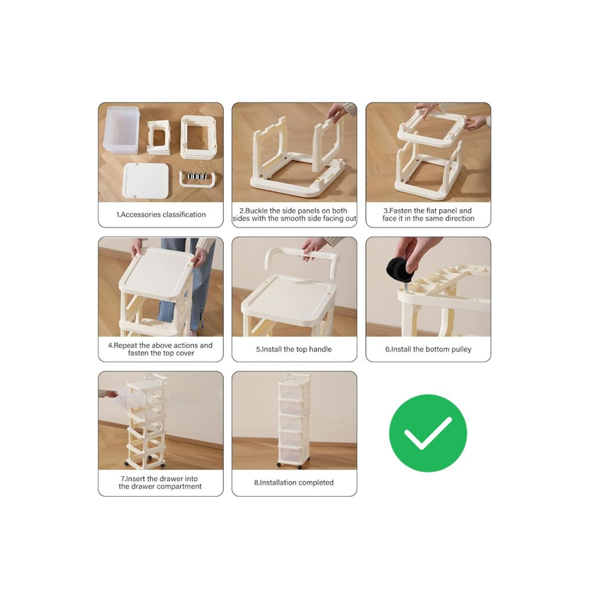 5 Layer Multifunction Plastic Storage Drawer With Wheels