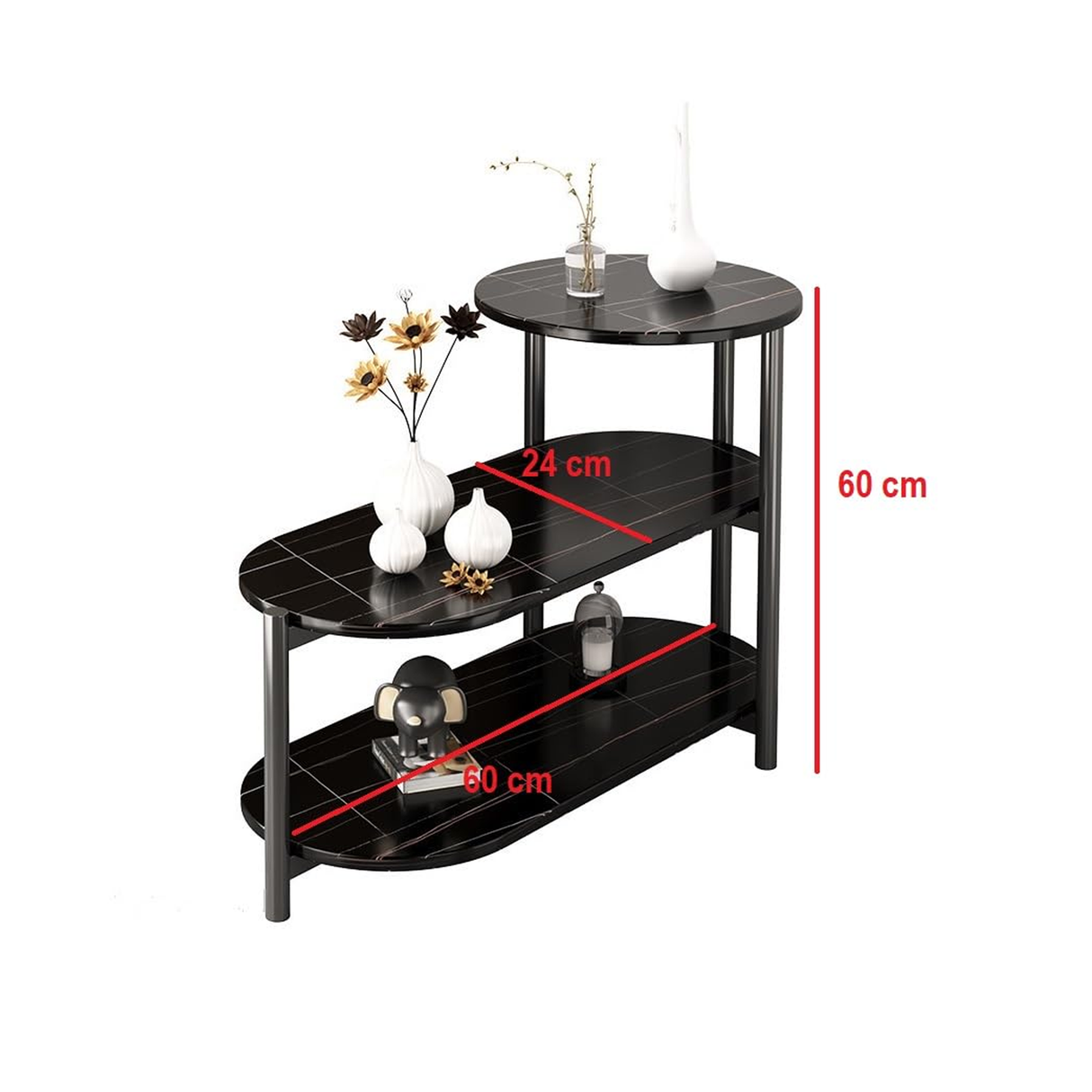 3 Layer Side Table for Living Room Sofa Side Table With Open Storage