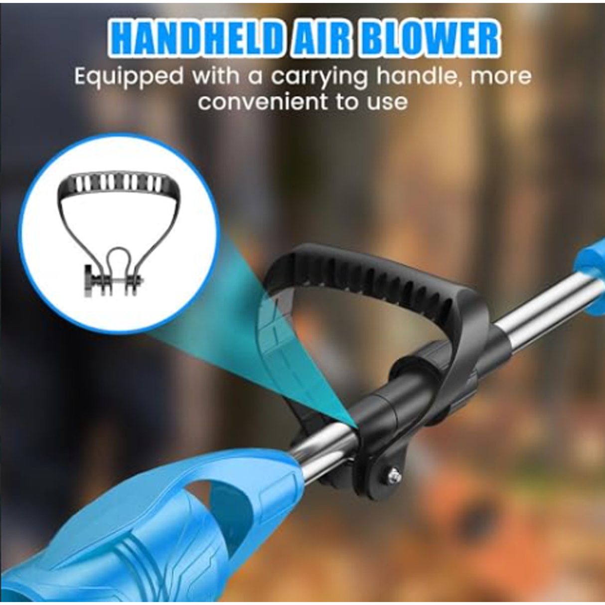48VF Cordless Handheld Blower with Telescopic Extension Pole - 29000RPM Motor, Double 3000mAh Batteries, Eyes Protection Goggles, Stepless Speed Control & Multi-Task Cleaning for Outdoor & Indoor Use
