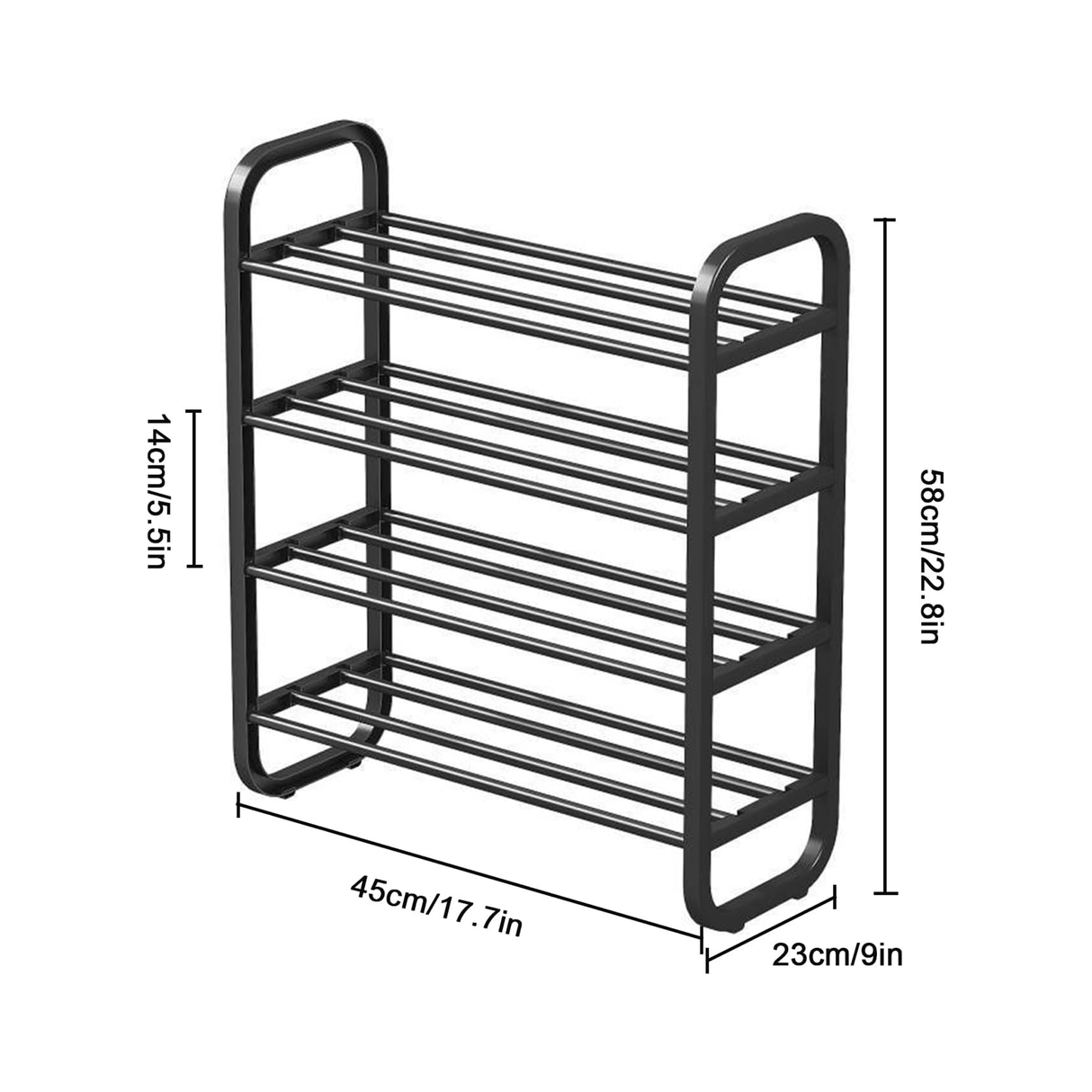 4 Tier Shoe Rack - Black