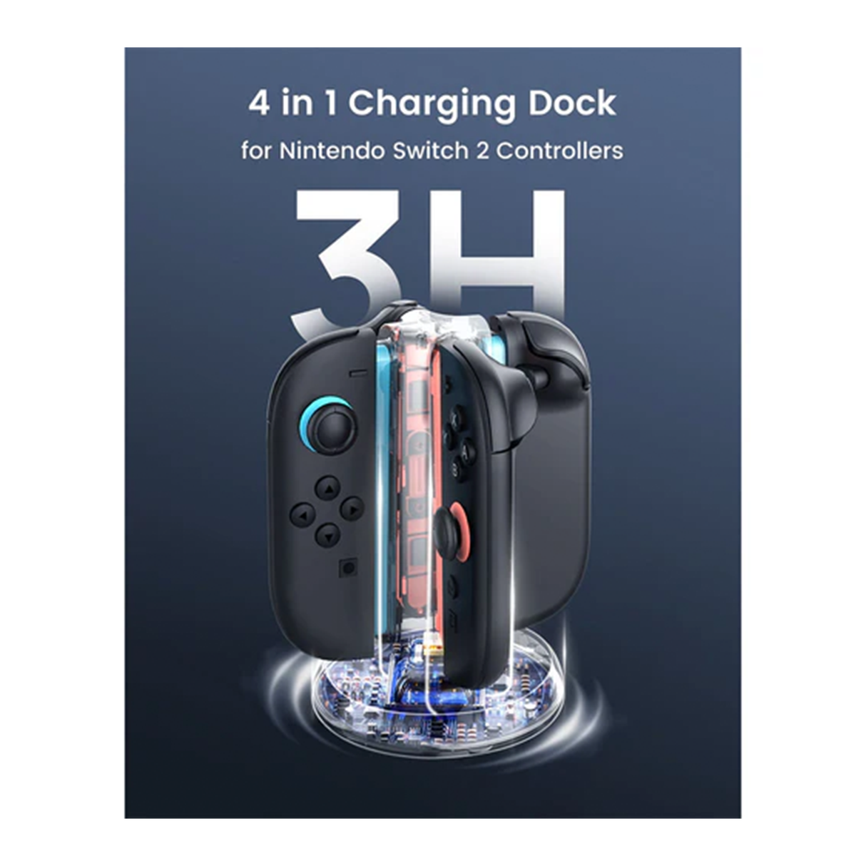 Transnovo 4 in 1 Cylindrical Charging Dock with RGB Light for Nintendo Switch 2 Joy-Con