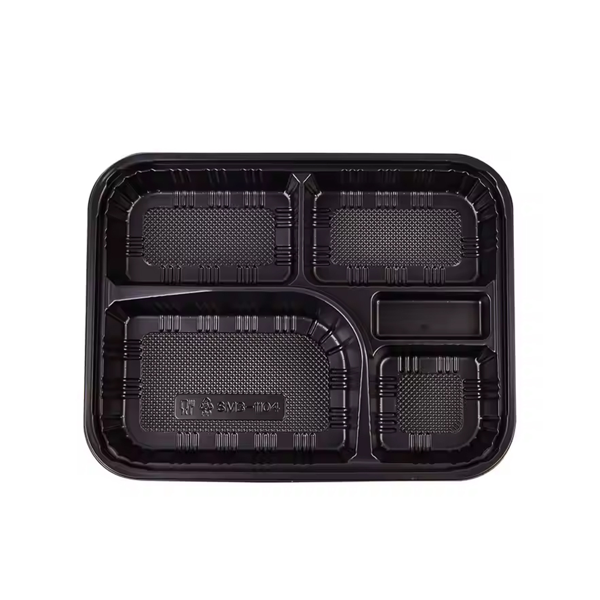 5-Compartment Disposable Plastic Food Container Box - 26 x 20 x 6 cm
