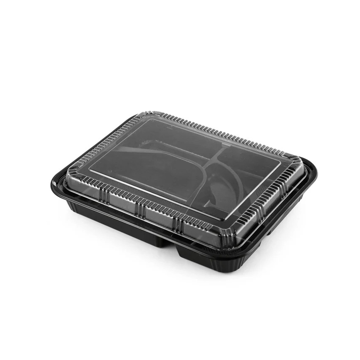 5-Compartment Disposable Plastic Food Container with Lid - 26.5 x 20.5 x 5 cm pack of 25