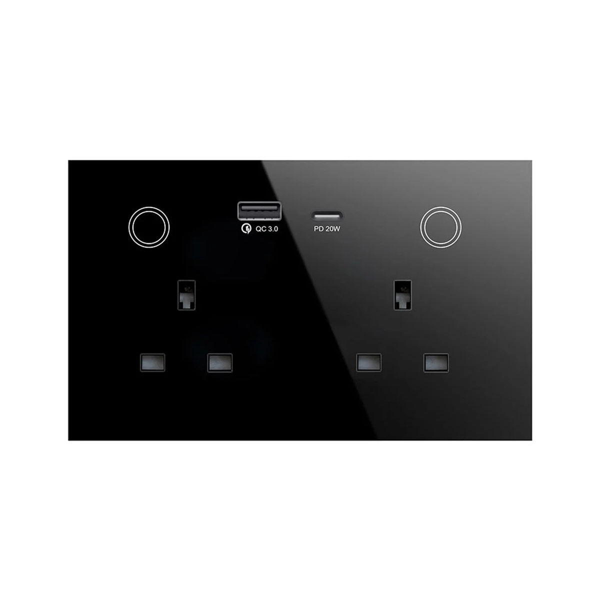 مقبس كهربائي ثنائي ذكي واي فاي Gopeta (13 أمبير) مع منفذي شحن (USB-A & USB-C) - أسود