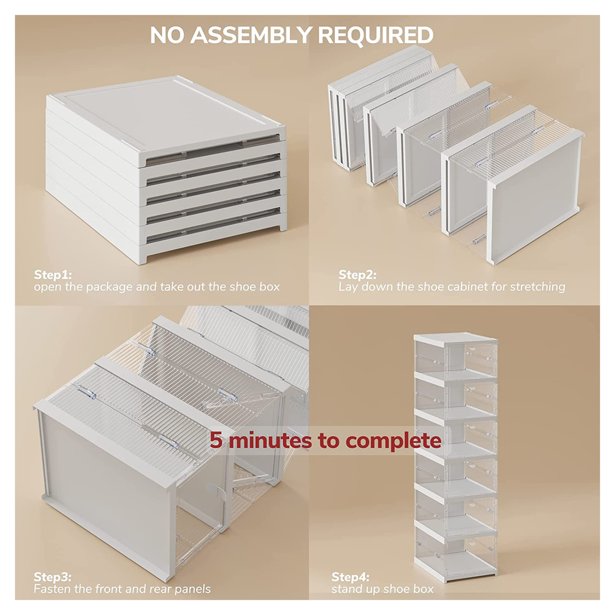 صناديق منظم أحذية قابلة للطي وتلسكوبية بـ6 طبقات مع أغطية لعرض الأحذية الرياضية