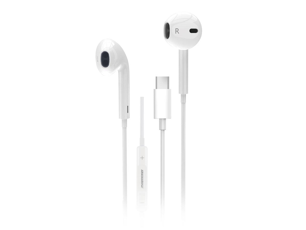 Rockrose USB-C In-Ear Earphones DAC Chip Instant Plug and Play - White - Zayoom