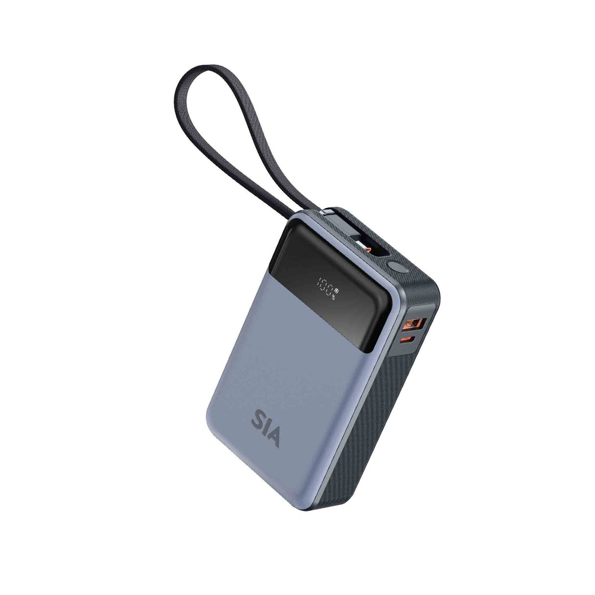 SIA Power Bank 20k mAh 65w pd/pps/qc with Built in Type-C Cable Gray - Buy one, Get one Free