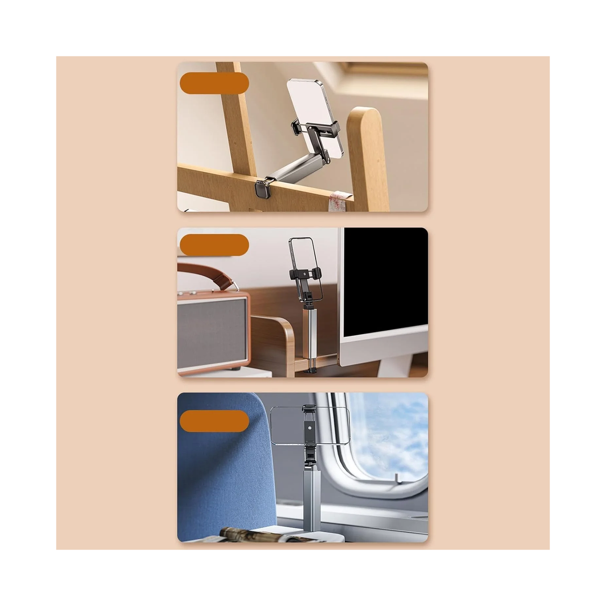 حامل هاتف للطائرات، قابل للطي ومضغوط، للاستخدام أثناء الطيران في الهواء الطلق