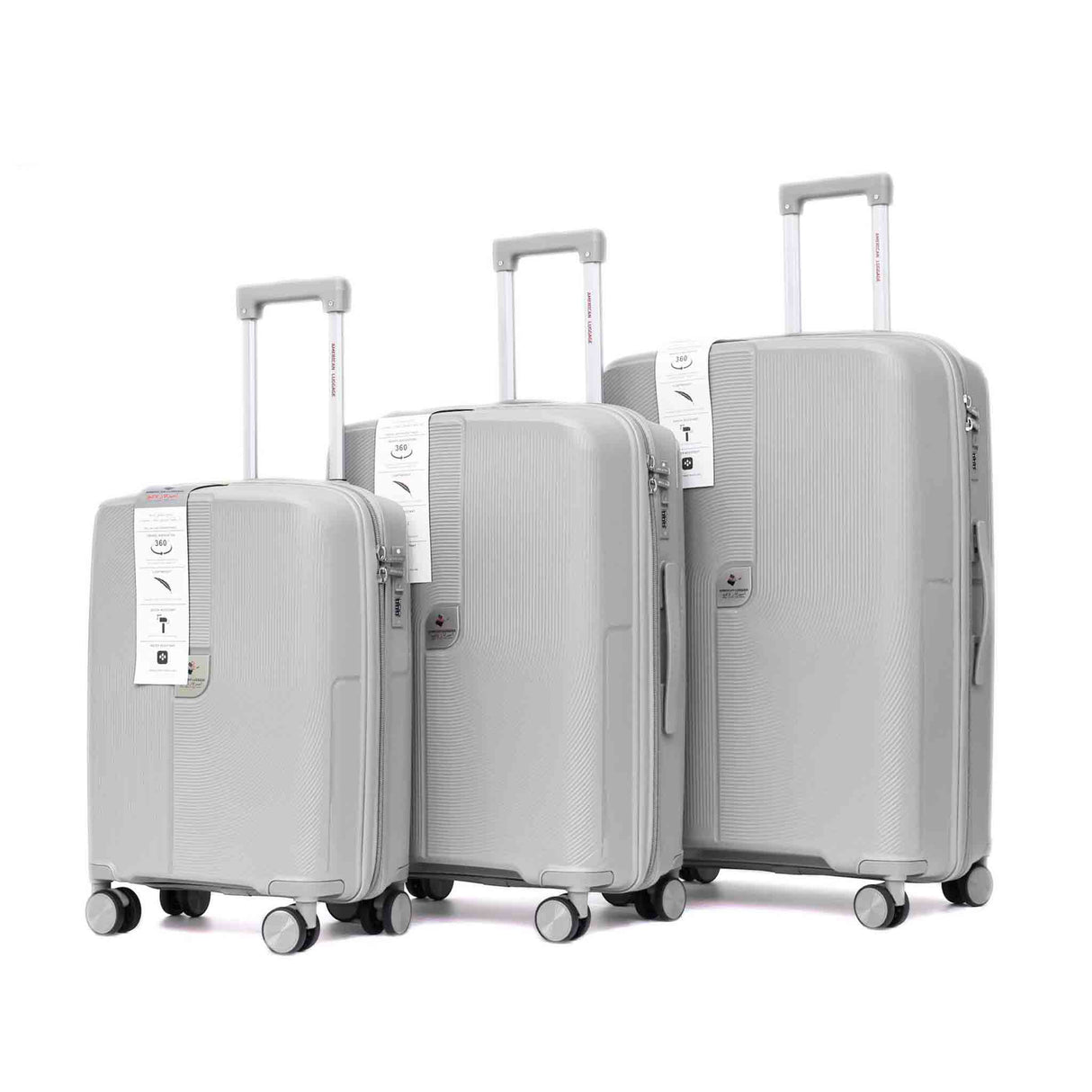 اميريكان لاكج مجموعة حقائب سفر 605 50، 61، 7، 1 سم، مجموعة من 3 حقائب - فضية