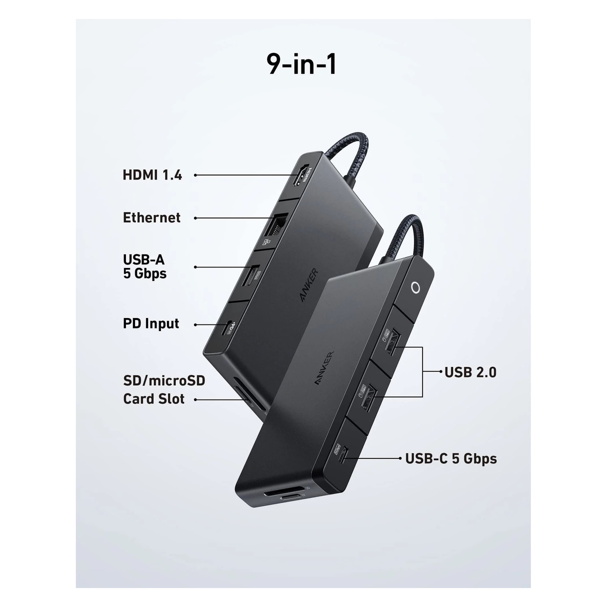 Anker 552 USB-C Hub (9-in-1, 4K HDMI) -Black - Zayoom