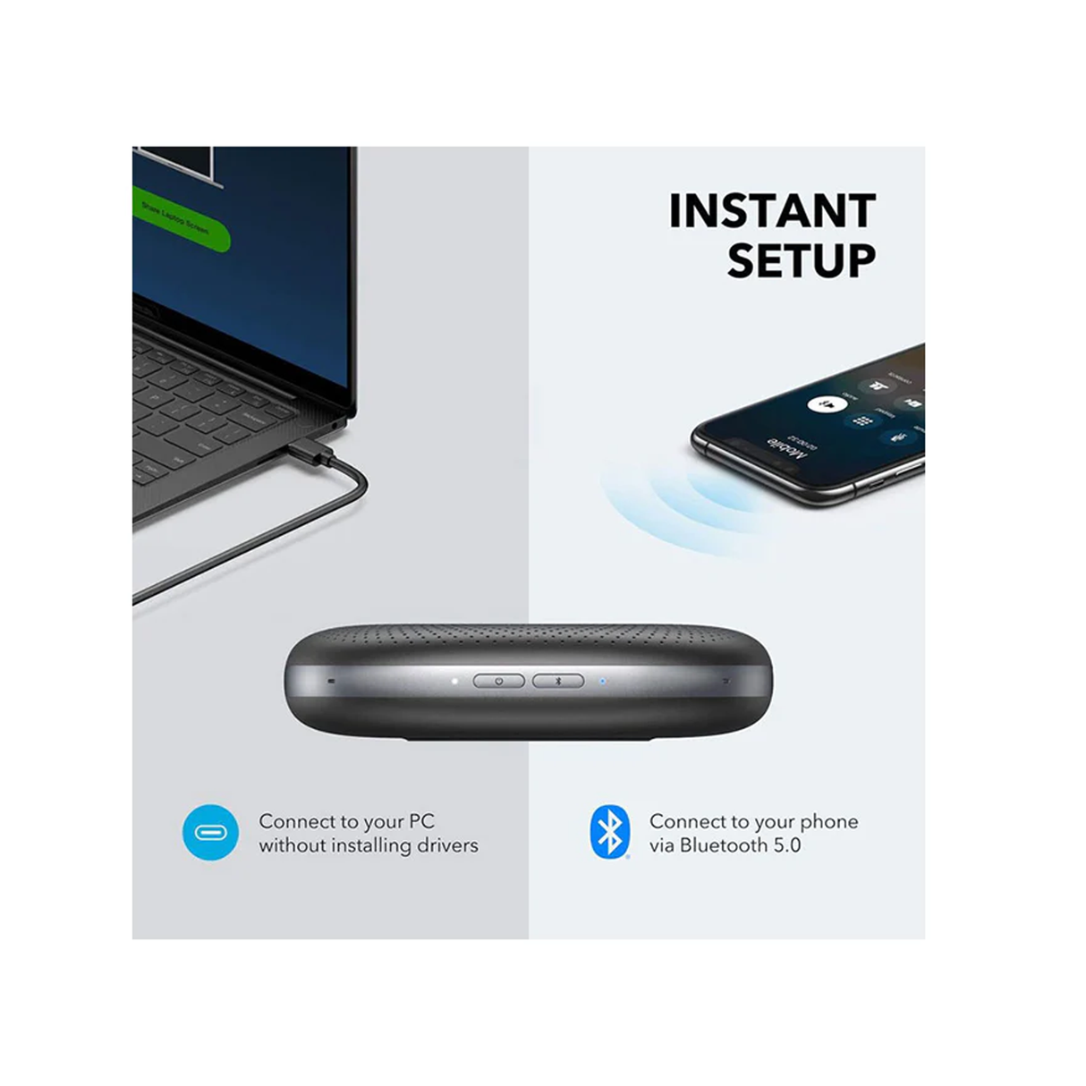 Anker Powerconf Bluetooth & USB Speakerphone - Black - ASIS
