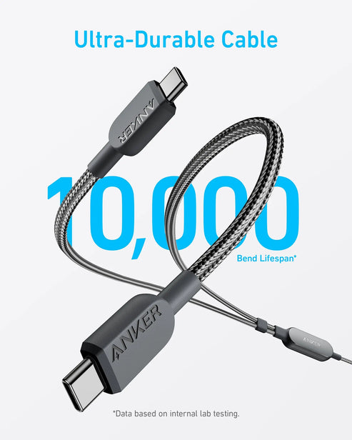 Anker 2-in-1 USB-C to USB-C Cable 140W (1.2m/4ft) - Black - Zayoom