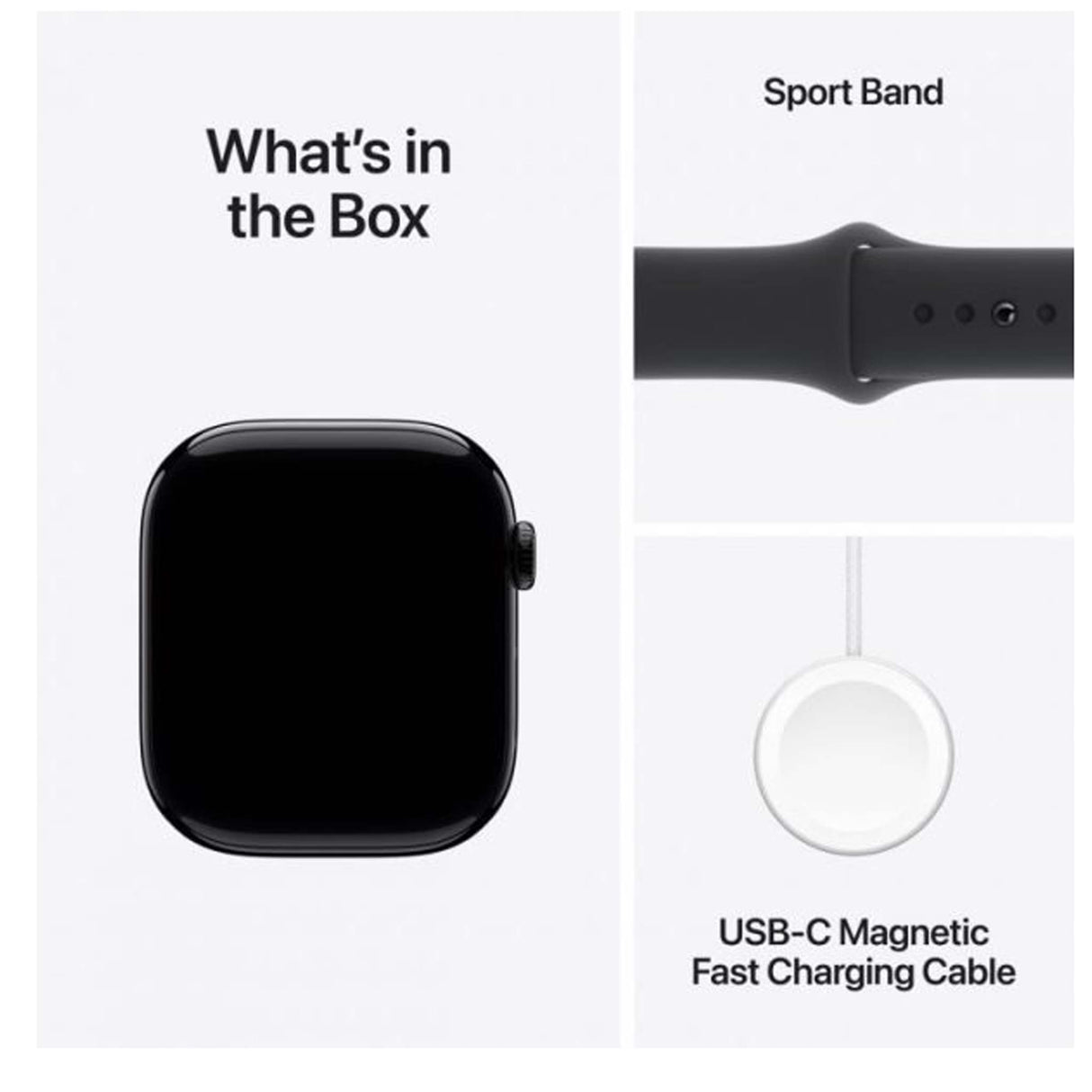 ابل ساعة الجيل العاشر جي بي اس + هيكل من الألومنيوم باللون الأسود اللامع مقاس 46 ملم - مع حزام رياضي أسود - مقاس وسط / لارج