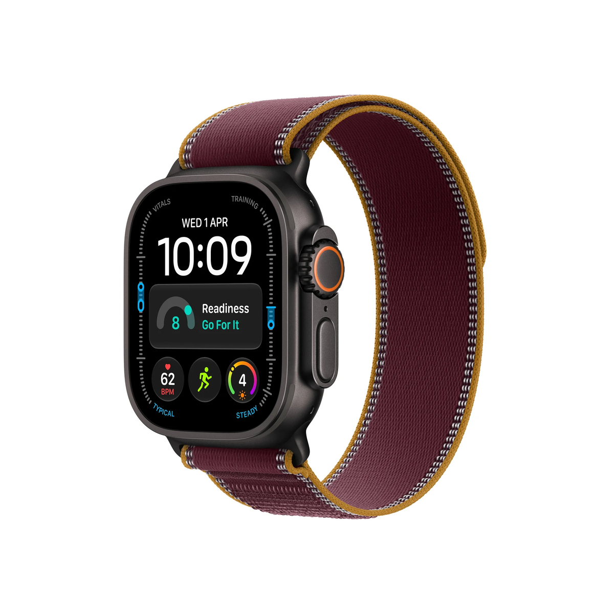 Apple Watch Ultra 4 GPS + Cellular 49mm Black Titanium Case with Burgundy Trail Loop - M/L-Middle East