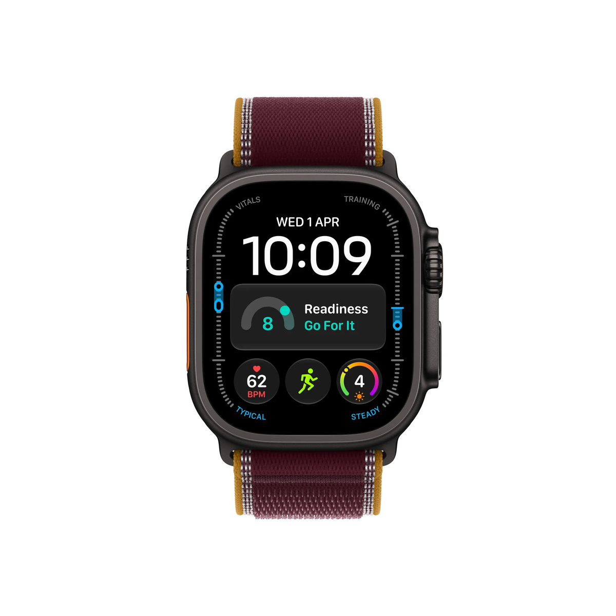 Apple Watch Ultra 4 GPS + Cellular 49mm Black Titanium Case with Burgundy Trail Loop - M/L-Middle East