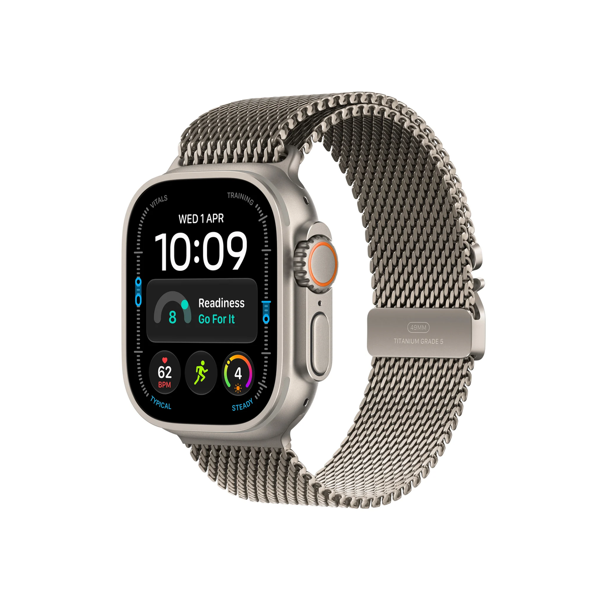 Apple Watch Ultra 4 GPS + Cellular 49mm Natural Titanium Case with Natural Titanium Milanese Loop - L-Middle East