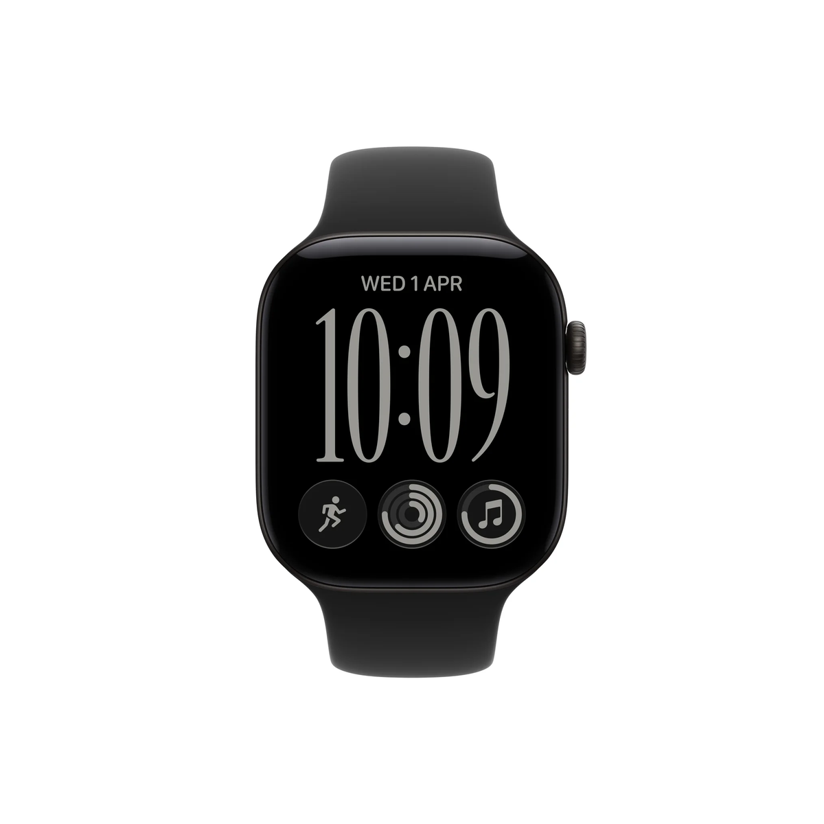 أبل ساعة السلسلة 12 جي بي إس 42 مم هيكل ألومنيوم أسود مع حزام رياضي أسود - صغير/وسط - الشرق الأوسط
