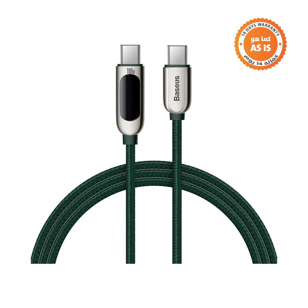 Baseus Display Fast Charging Data Cable Type-C To Type-C 100w 1m Green(e) - ASIS