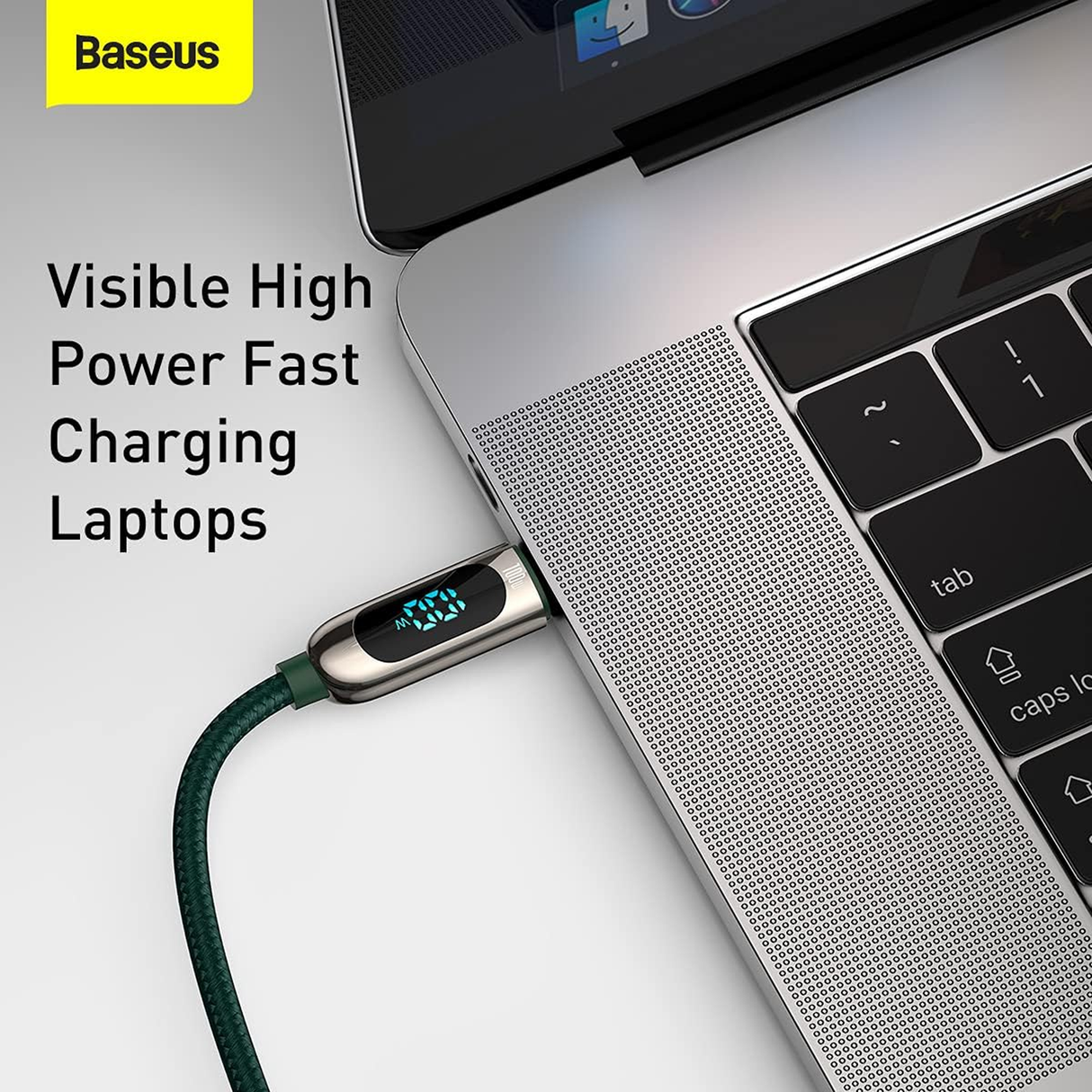 Baseus Display Fast Charging Data Cable Type-C To Type-C 100w 2m Green - ASIS