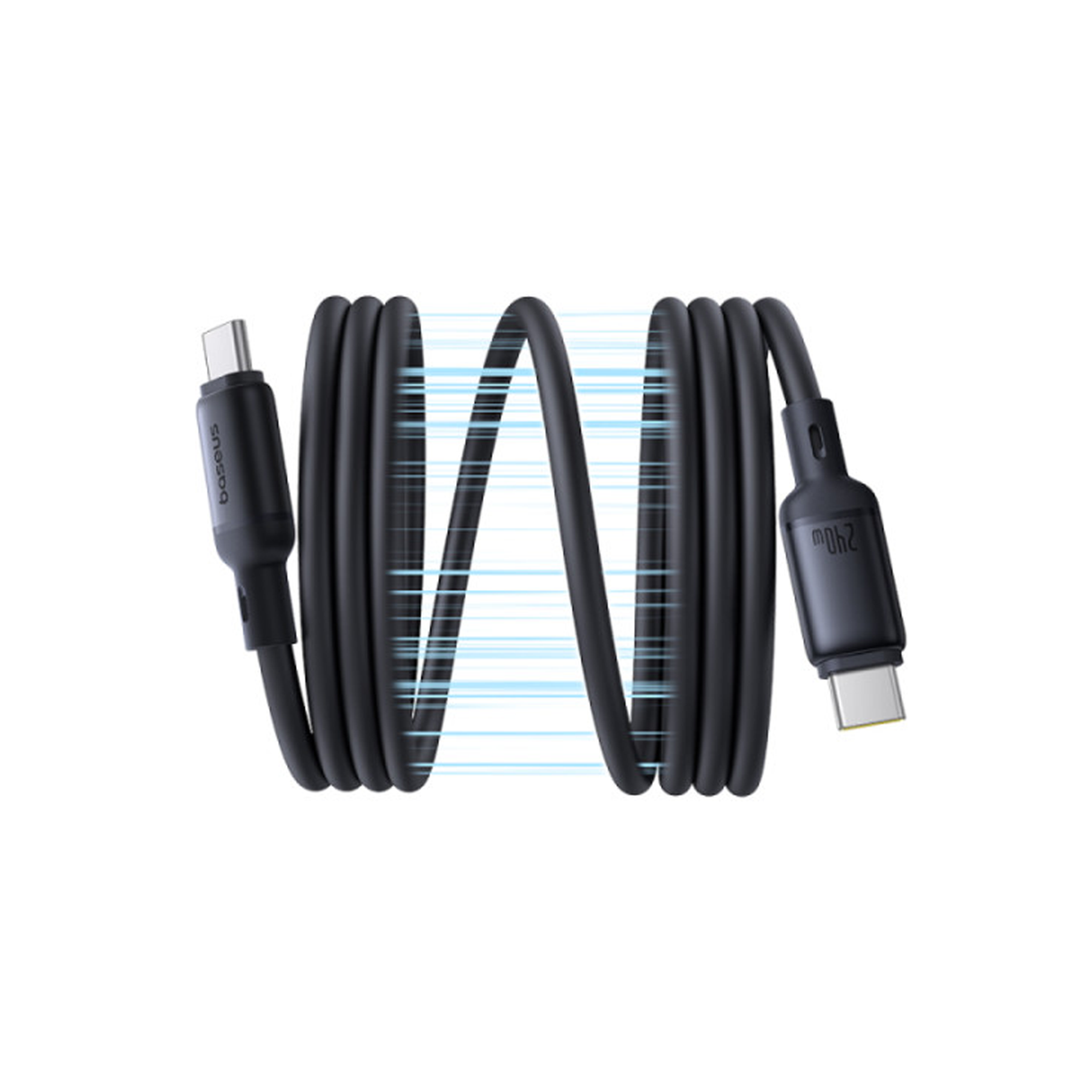 Baseus PicoGo USB-C to USB-C Magnetic Liquid Silicone 240W Fast Charging Cable 1m - Cosmic Black - ASIS