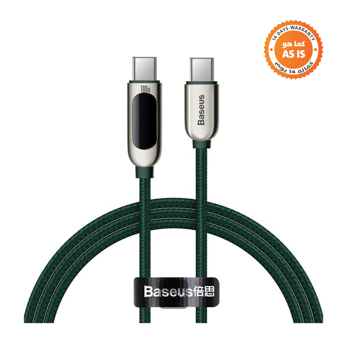 Baseus Display Fast Charging Data Cable Type-C To Type-C 100w 1m Green - ASIS