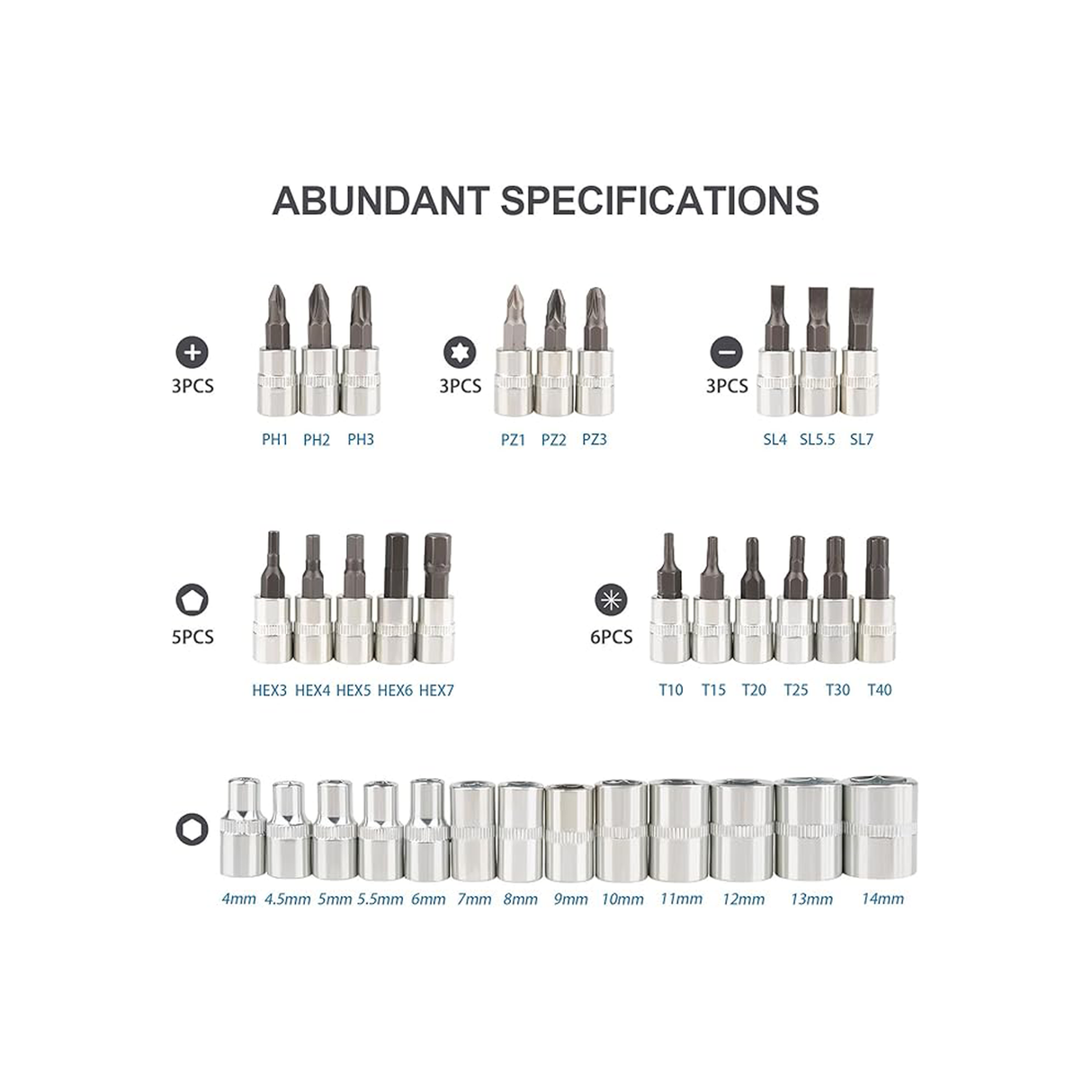 Beaiguna Socket Set 46Pcs Small - Zayoom