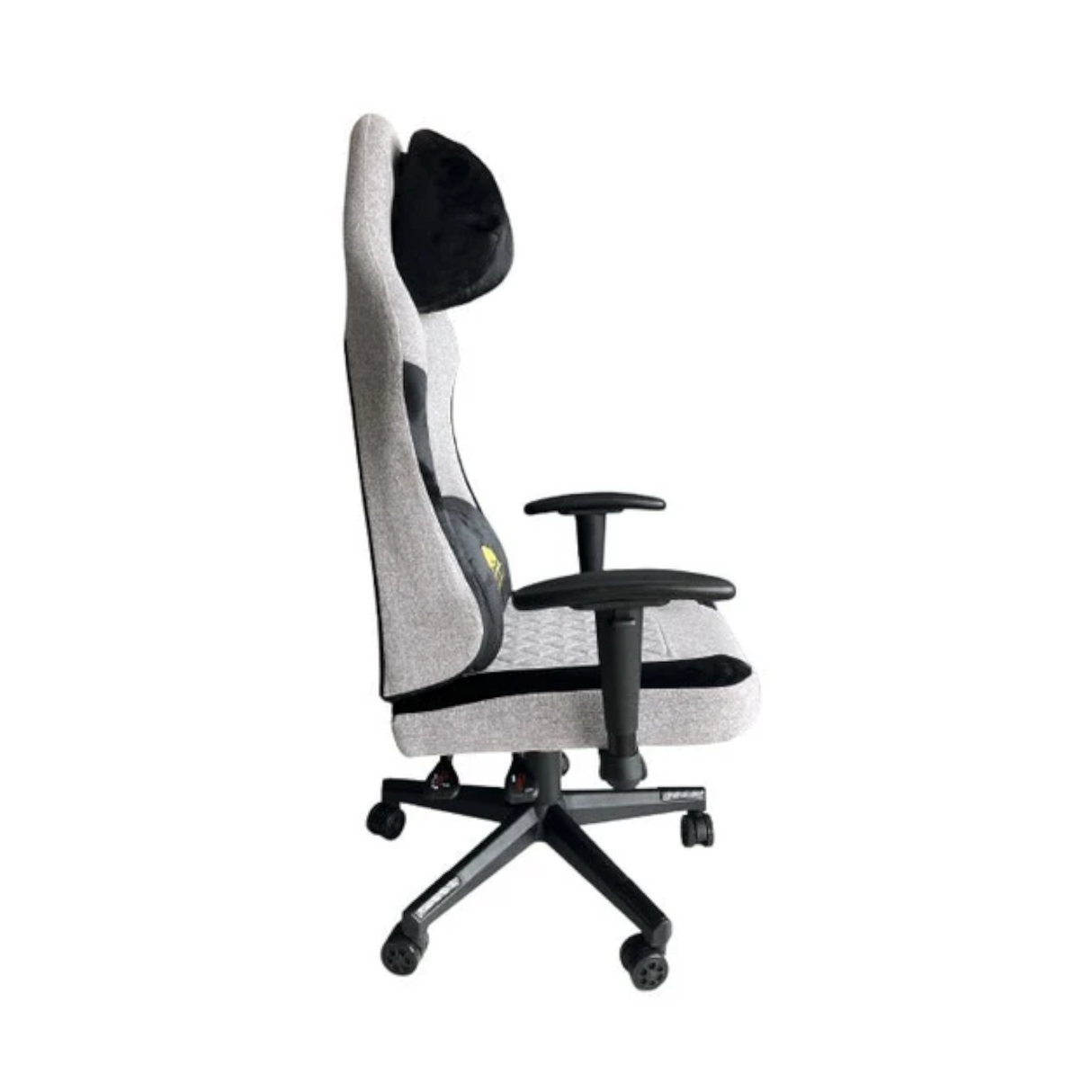 Black Bull Fabric Gaming Chair with Molded Headrest Up & Down - Black/Grey