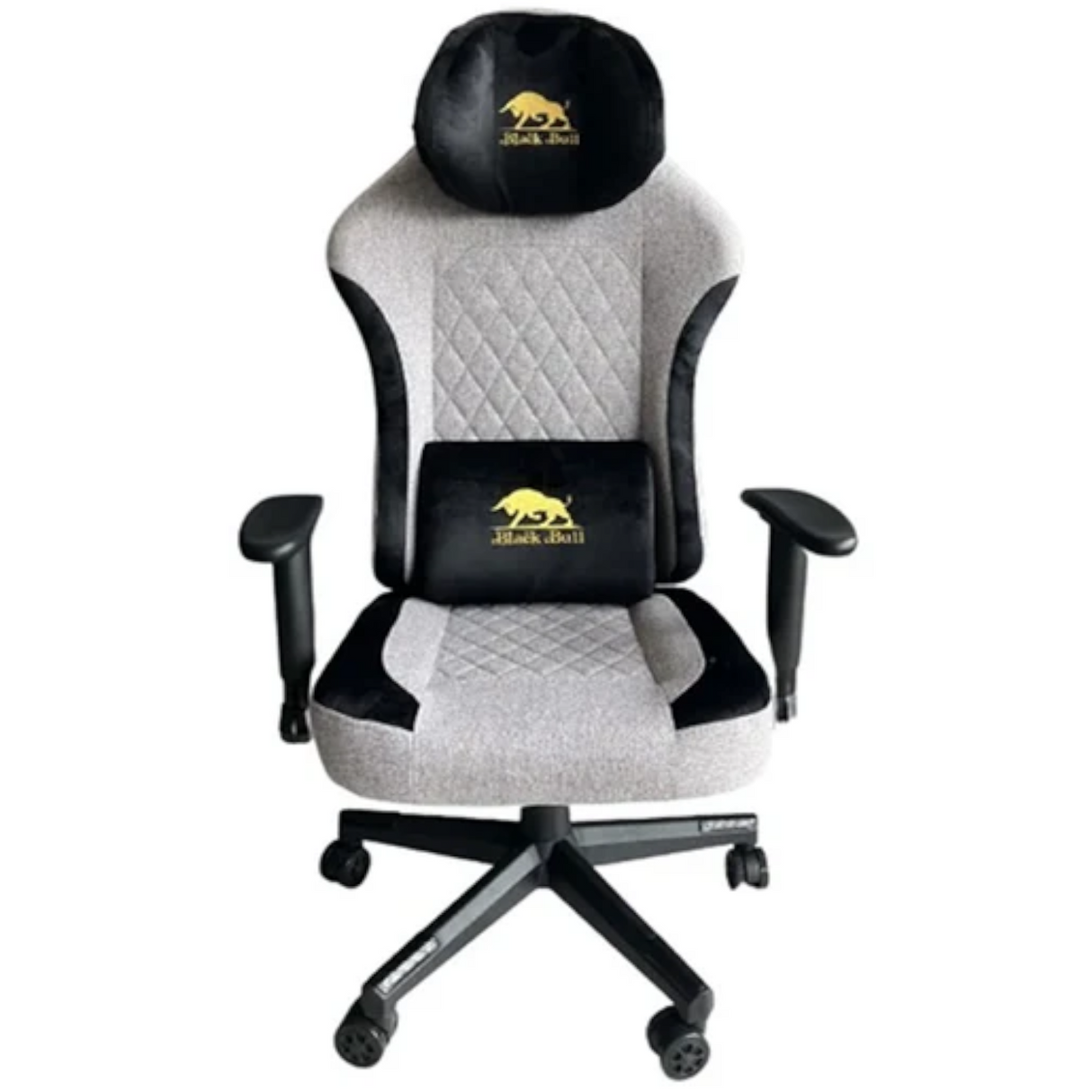 Black Bull Fabric Gaming Chair with Molded Headrest Up & Down - Black/Grey