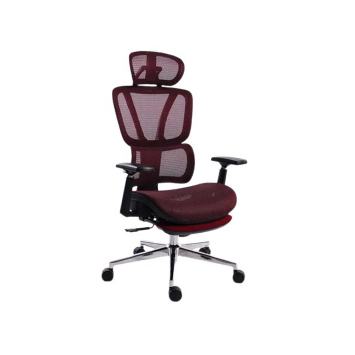 Black Bull Mesh Office and Gaming Chair with Footrest, Adjustable Headrest and 3D Armrest - Black/Red