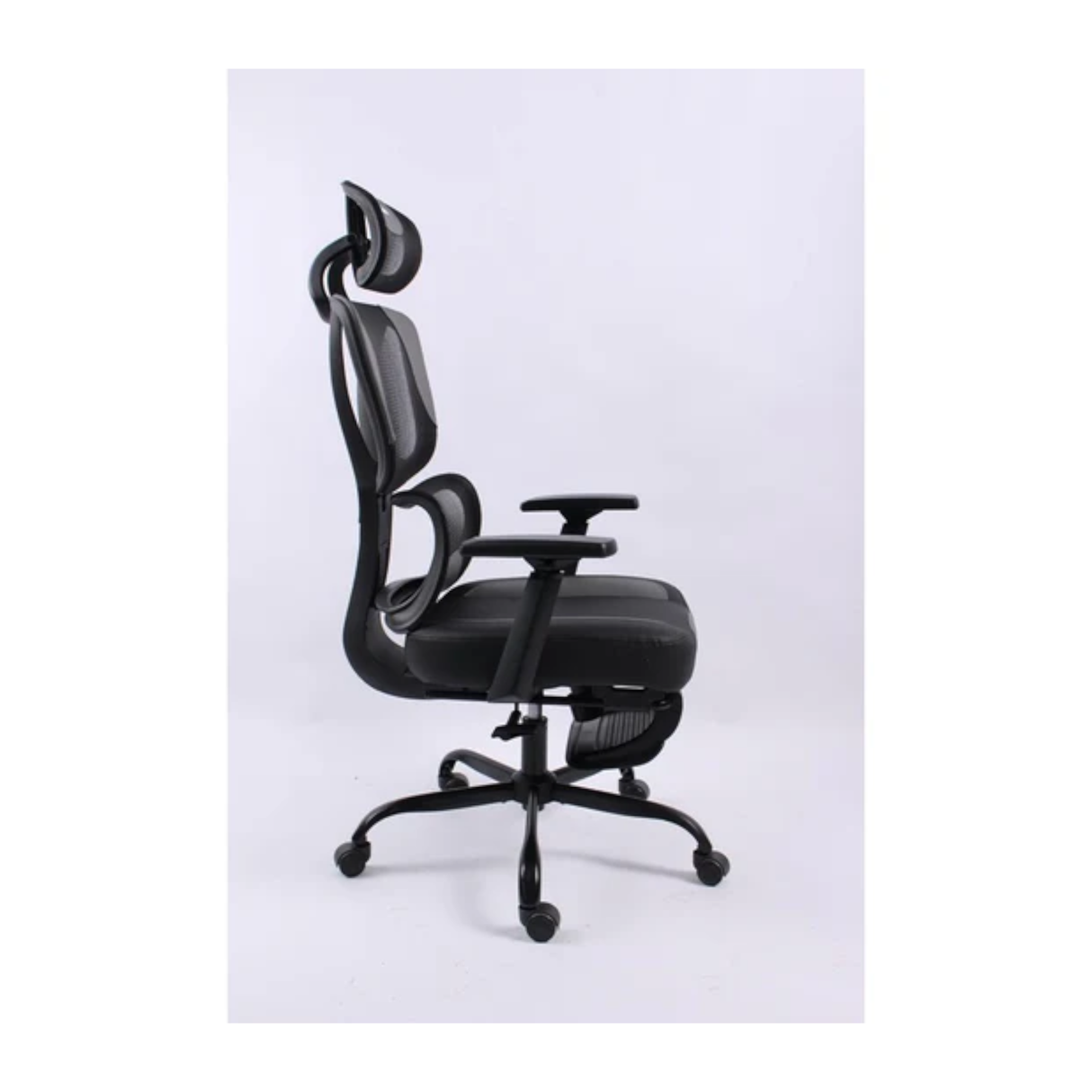 Black Bull Mesh Office and Gaming Chair with Footrest, Adjustable Headrest and 3D Armrest - Black